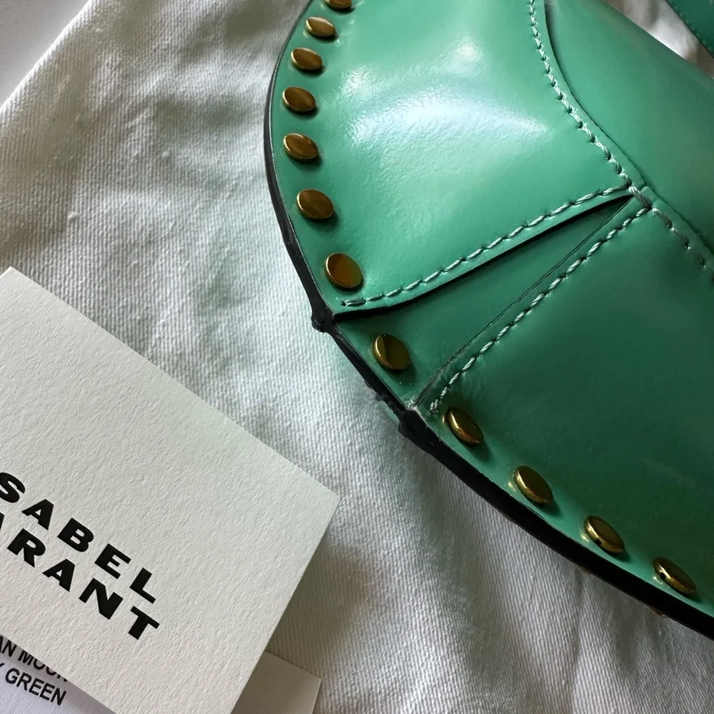 Isabel Marant Oskan Moon Green Shoulder Bag with Gold Accents NWT - Picture 4 of 10